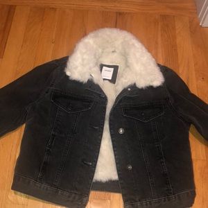 Subdued Fur Dark Grey Denim Jacket